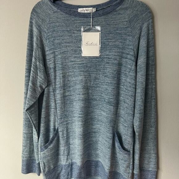 NWT Gadewake Ultra Comfy two toned blue long sleeve with pockets, size L (b21) - Picture 1 of 5